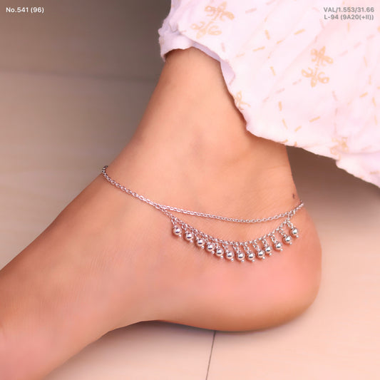 Women’s Traditional Modern Pure Silver Double Layer Gungroo Payal