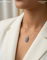 Owlstone silver chain pendant