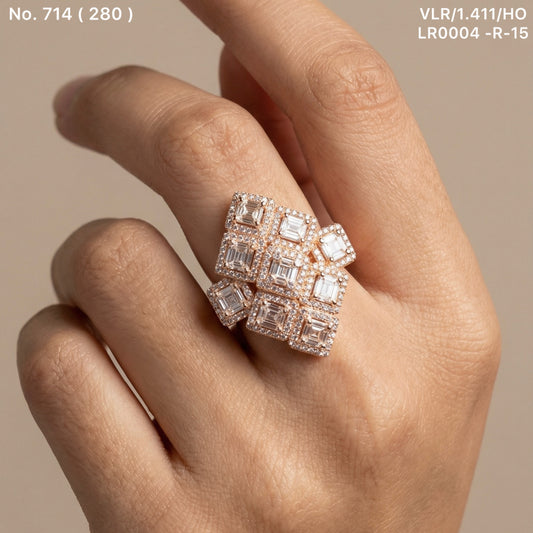 Moon spark silver ring for women