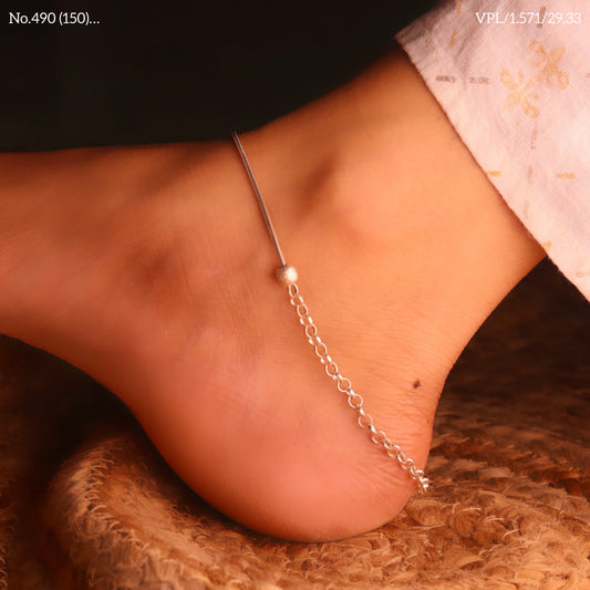 Silver Dazzle Chain payal for women