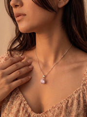 Pink shine silver pendant set for women