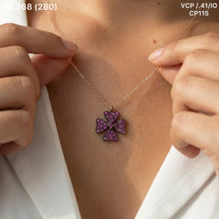 Purple flora silver chain pendant for women