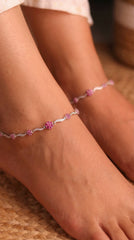 Silver Pink Blossom Silver Payal
