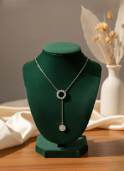 Diamond daisy silver chain pendant