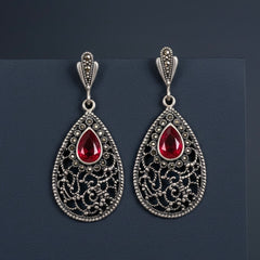 Majestic Ruby silver earrings