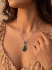 Kashvi green silver pendant set for women