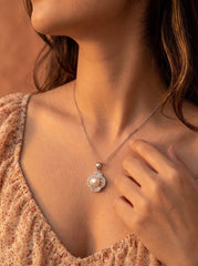 Pure pearl silver pendant set for women