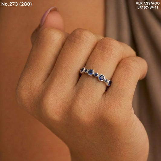 Royal blue spark silver ring for women