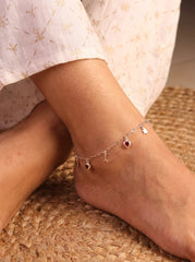 Heart dangles silver Payal for women
