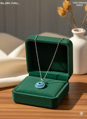 Evil eye eclipse silver chain pendant