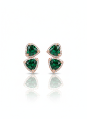 Green duo heart silver stud