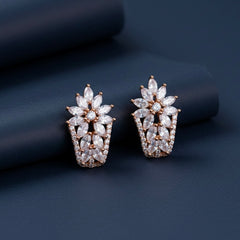 Leaf & light silver stud