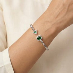 Jade glow silver kada for women