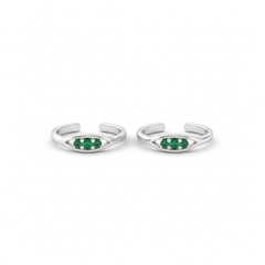 Green Crystal silver toerings