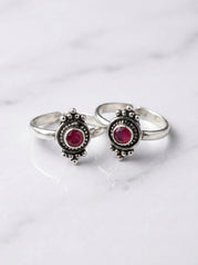 Zivah silver oxidised toerings for women