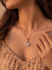 Petal jewel spark silver pendant set for women