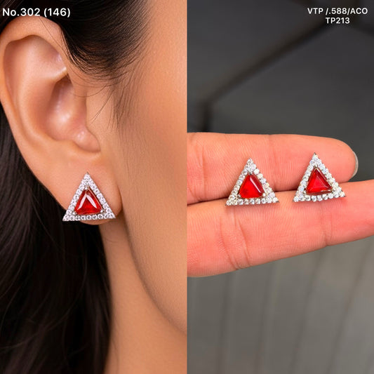 Crimson triangle silver stud