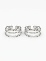 Triple layer silver toerings for women