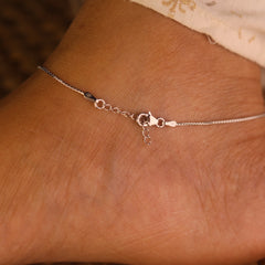 Silver Textured Cluster Bead Anklet