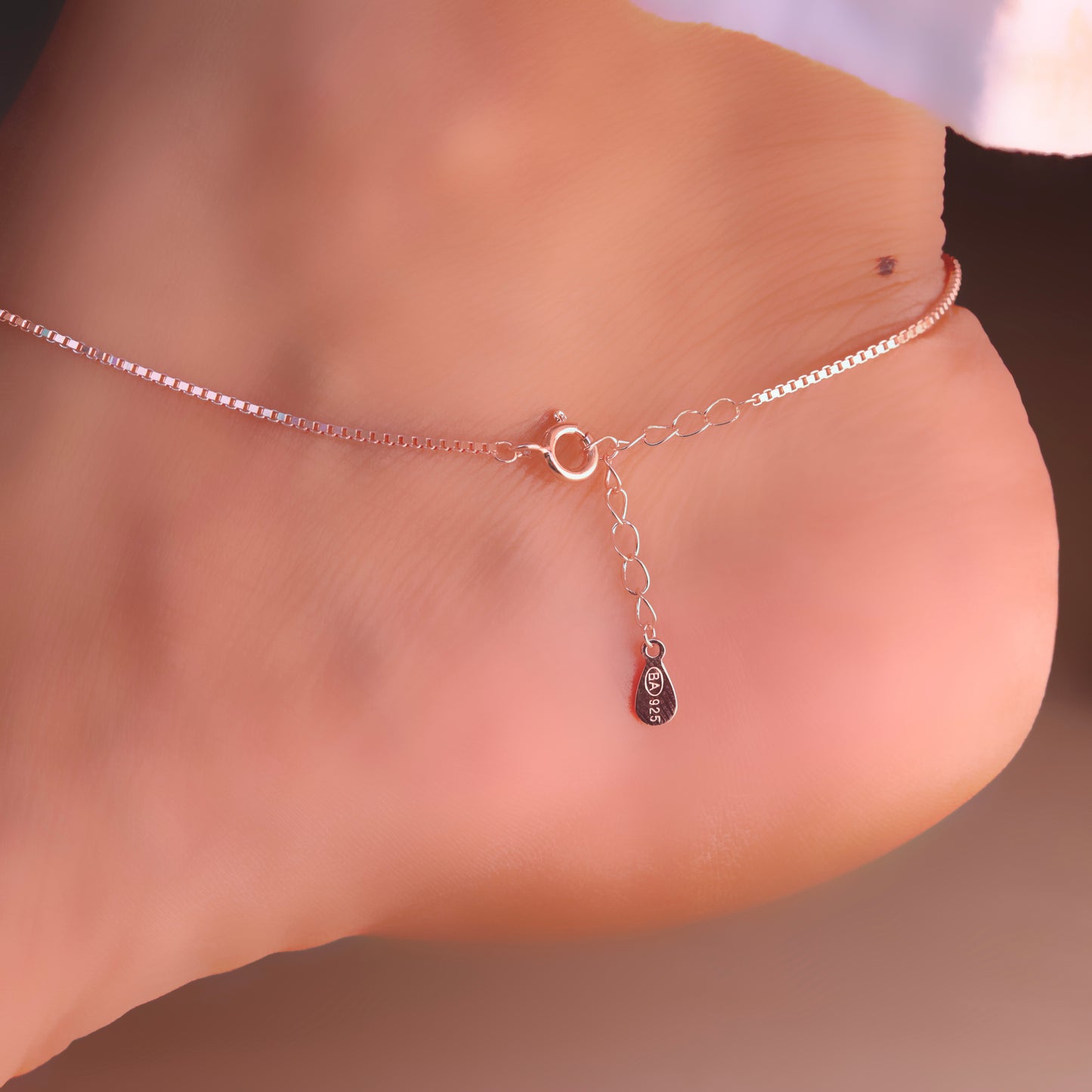 Rose Glow Stone Studded Silver Payal for Women