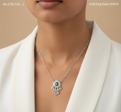 Evil eye sparkle silver chain pendant