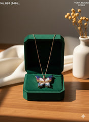 Butterfly mirage silver chain pendant