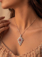 Royal scarlet silver pendant set for women