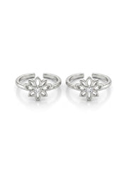 Lotus bloom silver toerings for women