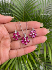 Blush bloom silver pendant set for women