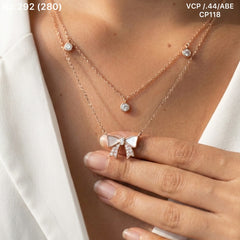 Hanging bow charm silver chain pendant for women