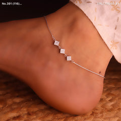 Elegant Diamond Block Silver Payal