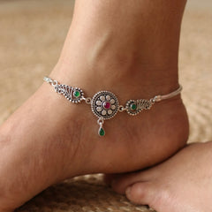 Ethnic Charm Jaipur Silver Anklets for Women