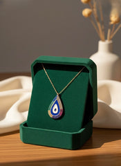 Rainbow drip silver chain pendant