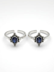 Aqua charm silver toerings for women