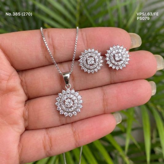 Elunara spark silver pendant set for women