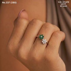 Green flora silver ring for women