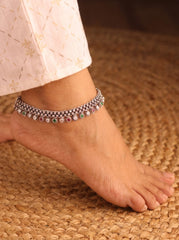 Maharani Style Silver Payal for Women