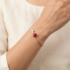 Red Royal silver kada for women