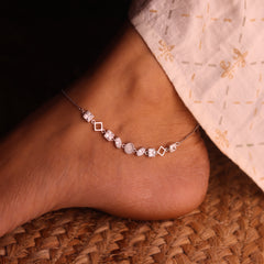 perfect blend of elegance and charms silver payal for women