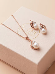 Mystic pearl silver pendant set for women