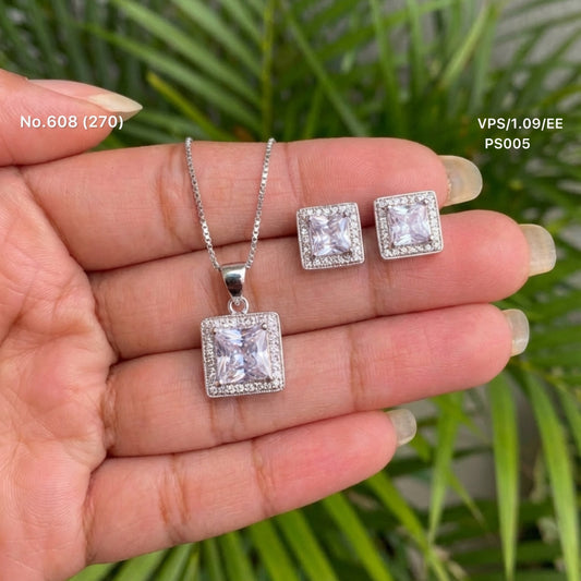 Imperial aura shine silver pendant set for women