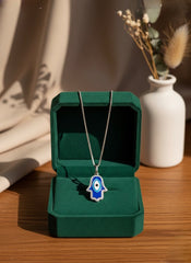 Hamsa evil eye silver chain pendant