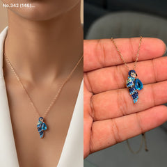 Colourful sparrow silver chain pendant