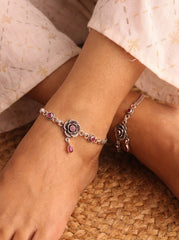 Mystic rose heritage silver Payal for women