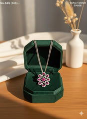 PetalDream Layered Flower silver chain pendant