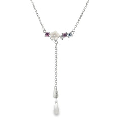 Diamond petal charm silver chain pendant
