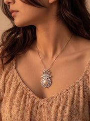 Moonlight Pearl silver pendant set for women