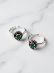 Dew drop oxidised silver toerings for women