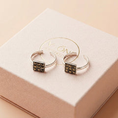 Glitter wave silver toerings for women