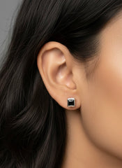 Luna black silver stud